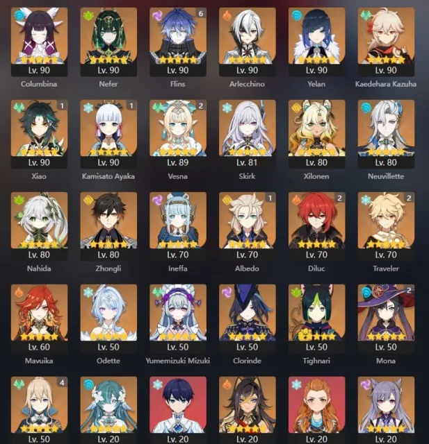 #GK1298 AR59 | HEROES: 78 (Fischl=C6, Jean=C4, Venti=C2, Diluc=C2, Mona=C2) | HEROES/WEAPONS: 30/9
