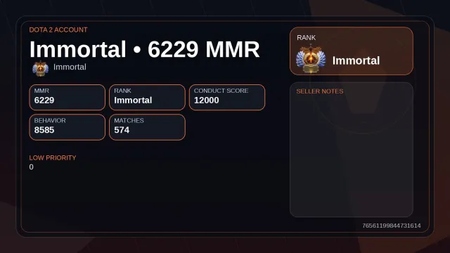 #DK254| Unsterblich +6229 MMR +8585 Verhalten +12000 Verhalten +574 Spiele +125 Skins: Verkauf, 6200 MMR, 12000 Ehrlichkeit, 570 Spiele, 1111 Stunden