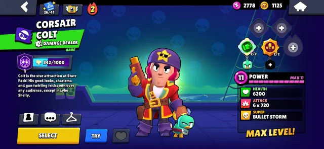 Account in Brawl Stars, 57k trophies,|corsar colt,light mecha bo|matcherino pin