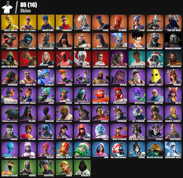 ⚡ OG STW • Gold Midas • Prodigy • Mizuki | 85 Skins | (PC/XBOX/PSN), Sprzedaż, skiny 85