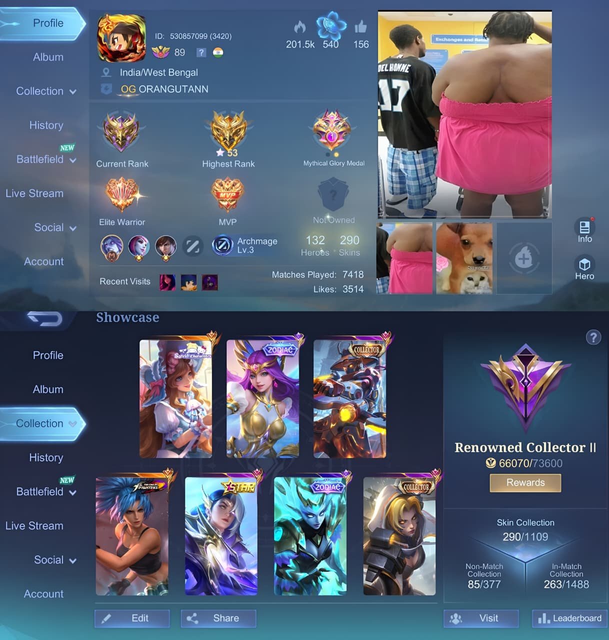 🏆 Mythic account! 130 skins! 80 heroes!