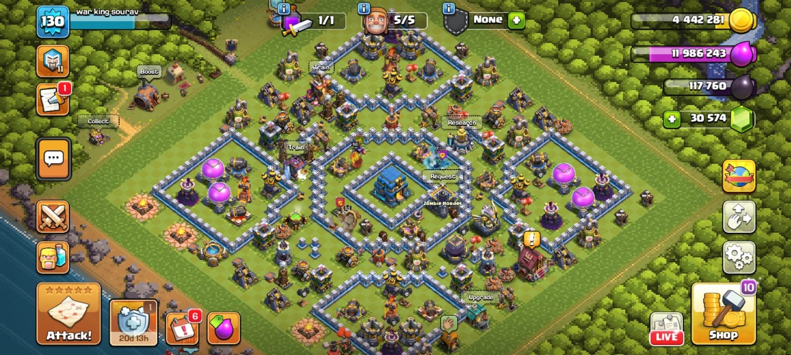🏆 TH12 RAREST ONE 🏆 30574 GEMS 🏆 RAREST LEAGUE QUEEN 🏆 10X SKINS AVAILABLE 🏆 HEROES 52-56-40-22 🏆, 12 TH Main Village