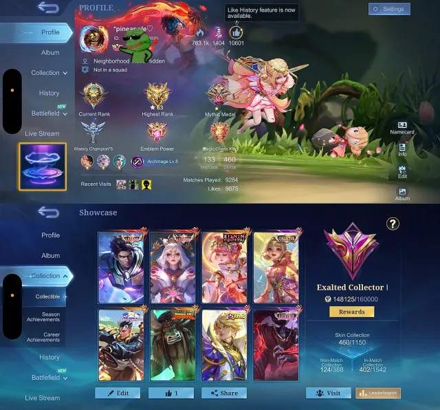 ✨ Alucard Legend ✨ Lunox Legend ✨ Angela Collector ✨ Angela Kishin ✨ Claude Sanrio, Продажа, Ранг: Мифическая слава, Уровень: 98, Процент побед: 70%, Герои: 133, Облики: 460