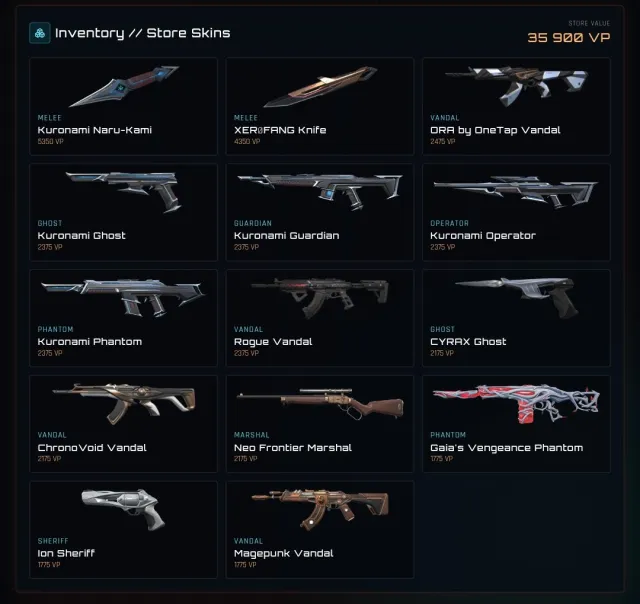 🔥ORA VANDAL🔥NEW KURONAMI BUNDLE🔥, Sale, Gold 3, Agents: 25, Skins: 14