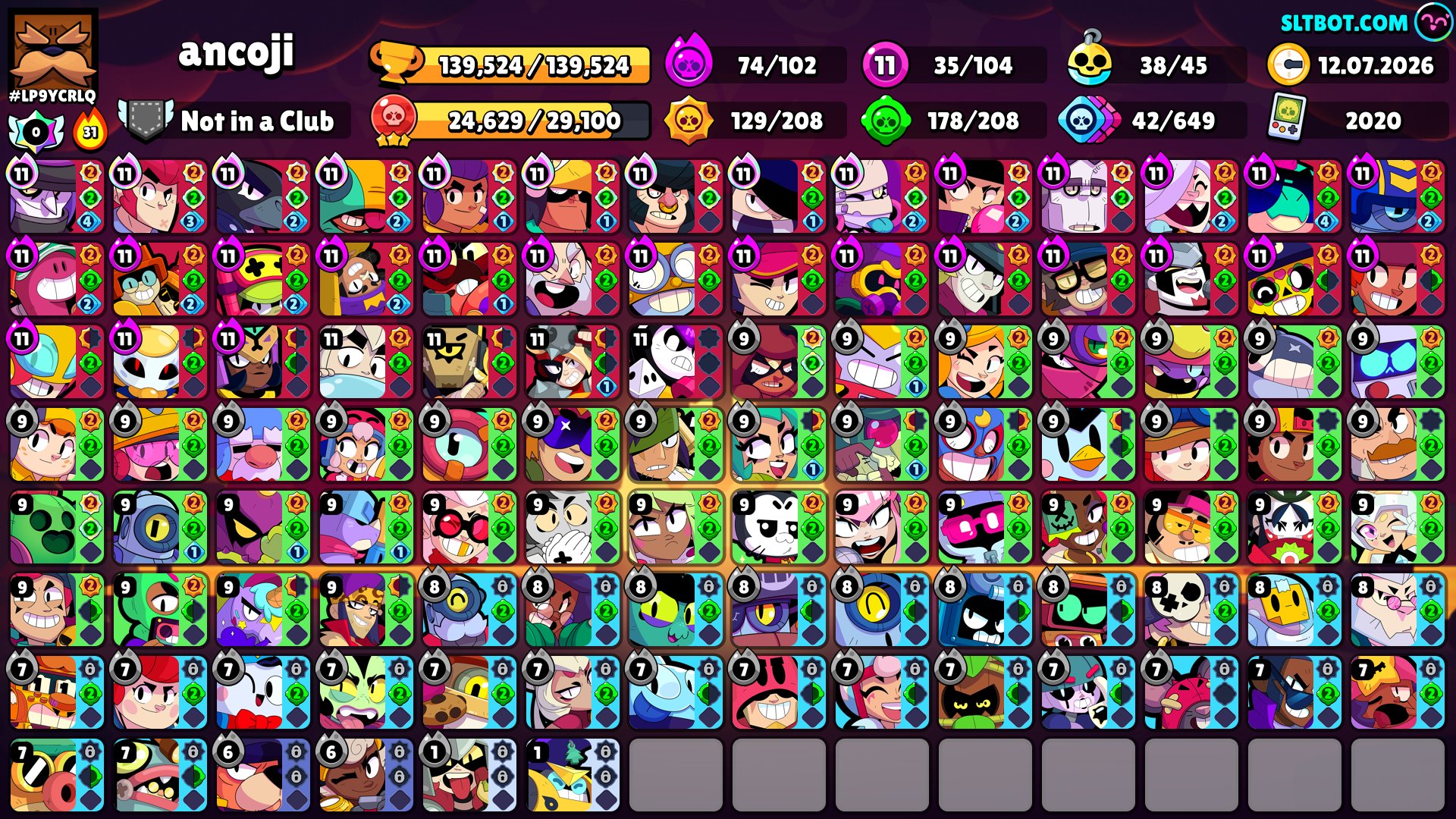MAINE ACC 2020 | 33 11P + 71HP | 120000 | 22 SECOND PRESTIGE |, trophies 150000, brawlers 105, primes 130