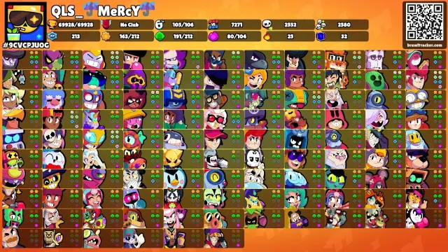 ❇️❇️ACCOUNT HAS 69k CUPS❇️AUTO DELIVERY❇️105 BRAWLERS 55 BRAWLERS LEVEL 11 AND WITH HYPERS❇️❇️, 69928 cups, 105 brawlers, 32 primes
