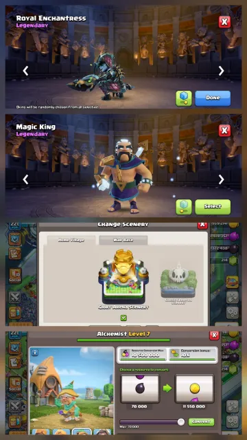 Th18 near max account➤builder apprentice max➤ hero max➤5 epic max 3 epic level 20+ levels➤nc 1k gems, 18 TH Родной Деревни, 10 TH Строителя
