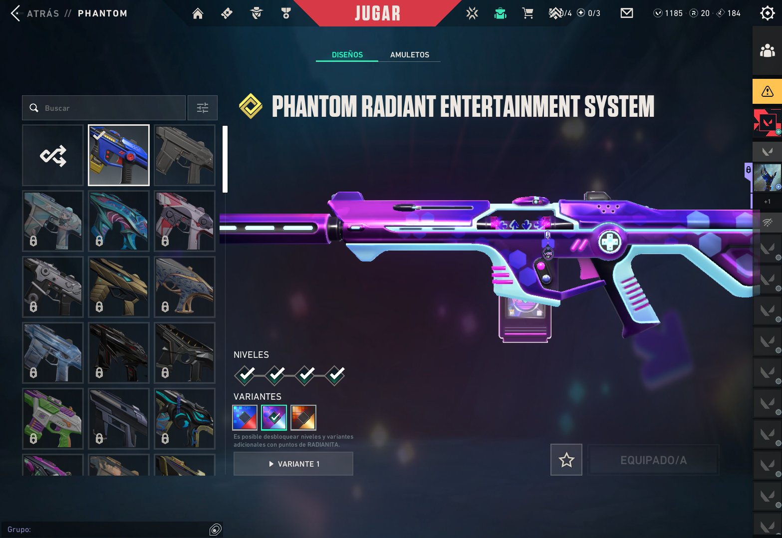 phantom radiant enterteinment, vandal cryo, vandal & knife blackthorn (1185vp), Sale, Immortal 1, Agents: 17, Skins: 4