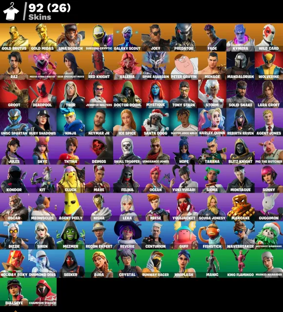 92 Skin | Altın Midas | Altın Brutus | Galaxy Scout | 15 Özel, Satış, skinler 92