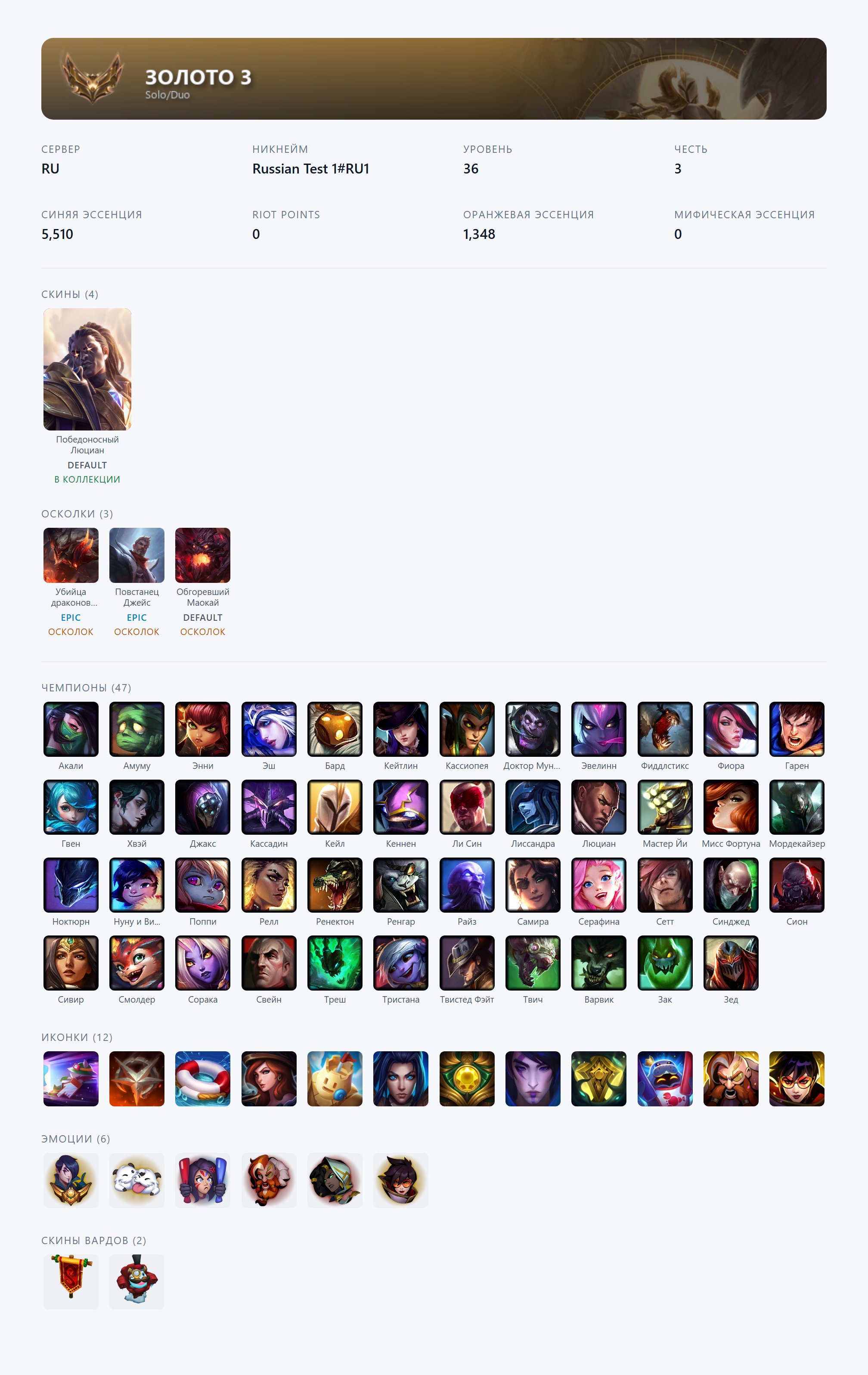 🟥🕗 AUTO DELIVERY ⬜️ Dragonslayer Olaf, Resistance Jayce, Charred Maokai 🟥✅ EMAIL ⬜️#OKNZ, Sale, level 36, champions 47, skins 4, Gold