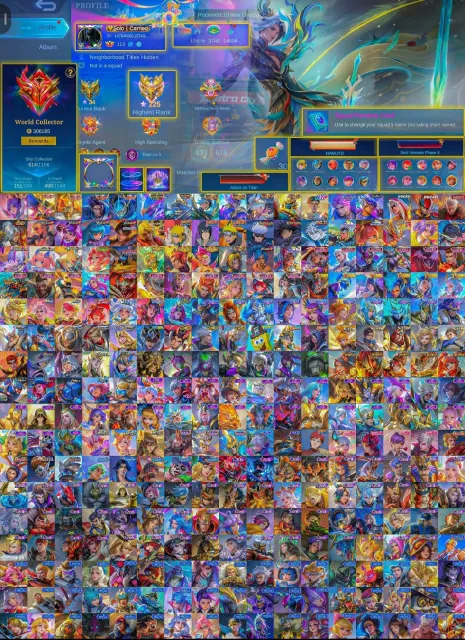 Gus semi set🔥Fanny semi set🔥5x legends🔥6x collectors🔥6x anime🔥, Продажа, Ранг: Мифический, Уровень: 113, Процент побед: 54%, Герои: 133, Облики: 615