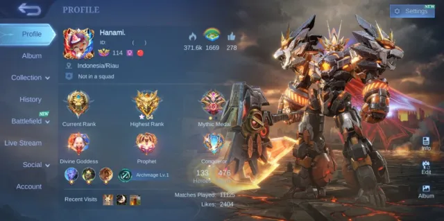 ⚜️ 2 LEGEND ✨ 9 COLLAB SKIN 🌟 6 COLLECTOR SKIN 🔥 8 LUCKYBOX 💌 CAN CHANGE EMAIL, Продажа, Ранг: Эпик, Уровень: 114, Процент побед: 54%, Герои: 133, Облики: 476