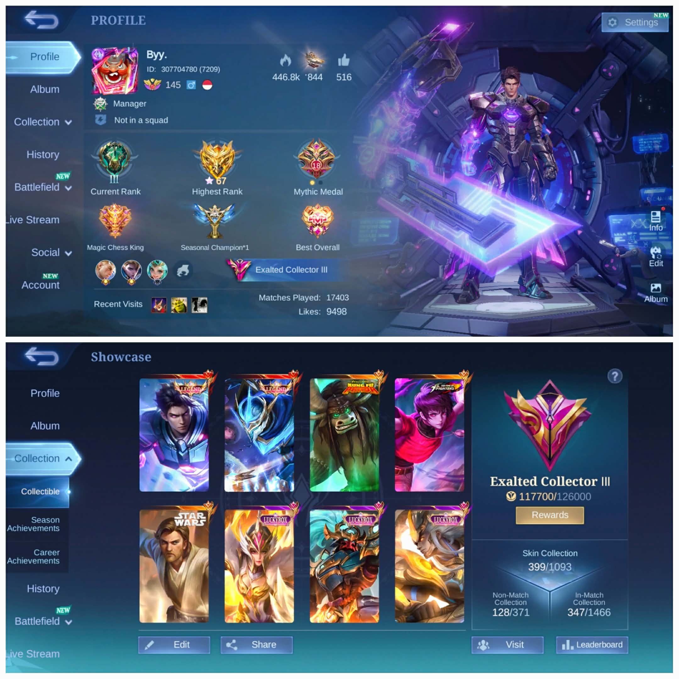 Mythic account 💎 - 399 skins, 131 heroes!