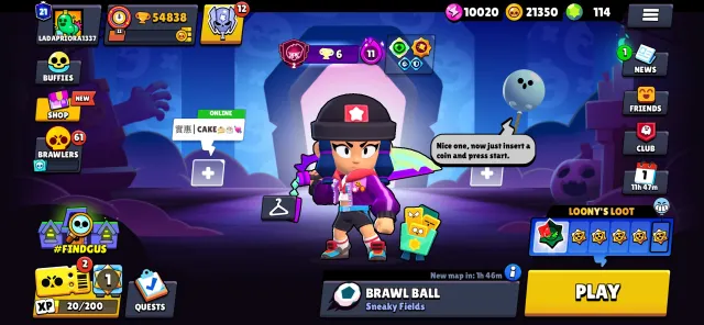 old account from 2020, 51 brawler at power 11, many hyper brawlers, 54838 trophies, 104 brawlers, 21 primes