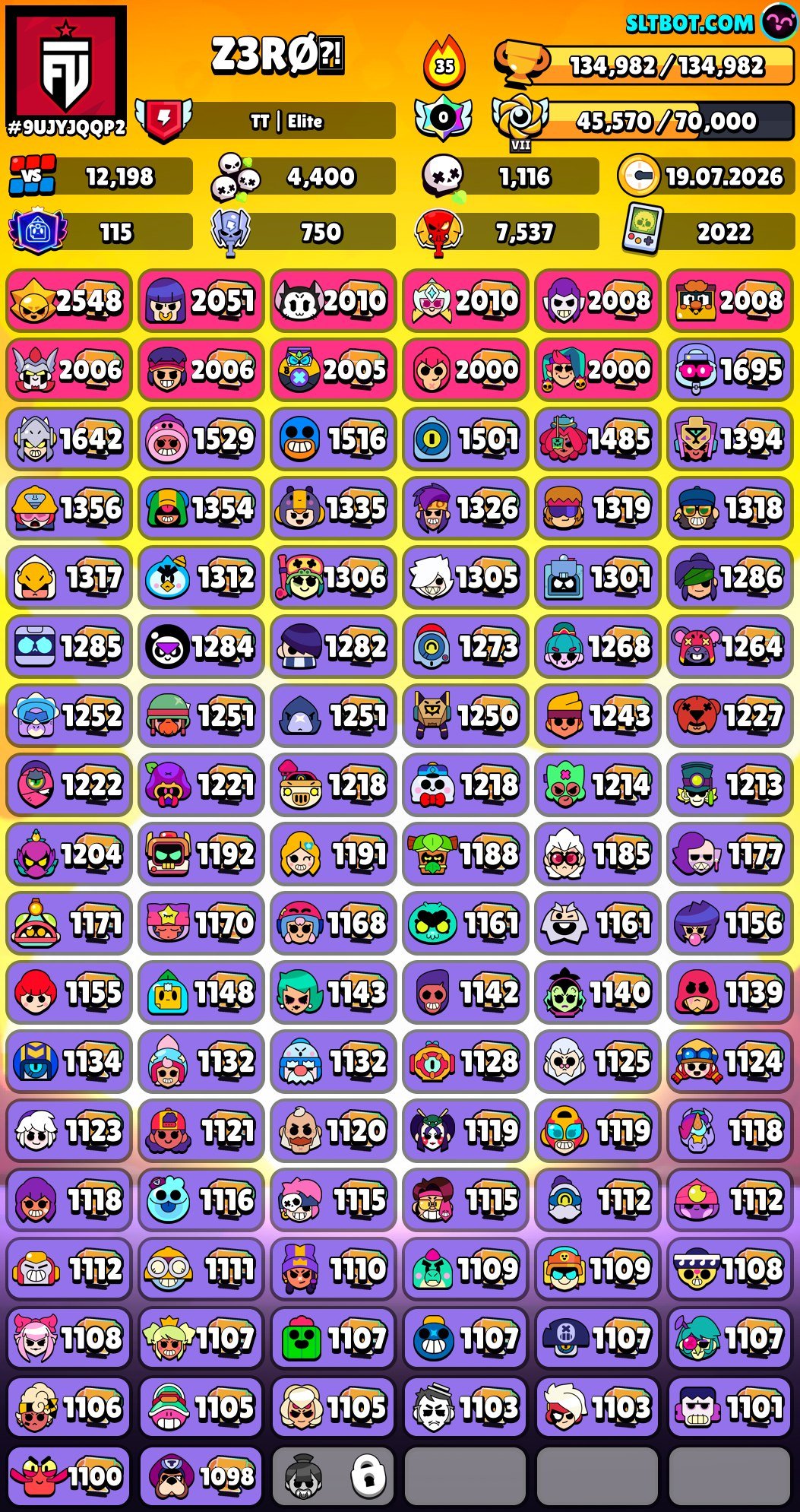 Hello my top Akaynt check opissnie, trophies 135000, brawlers 104, primes 115