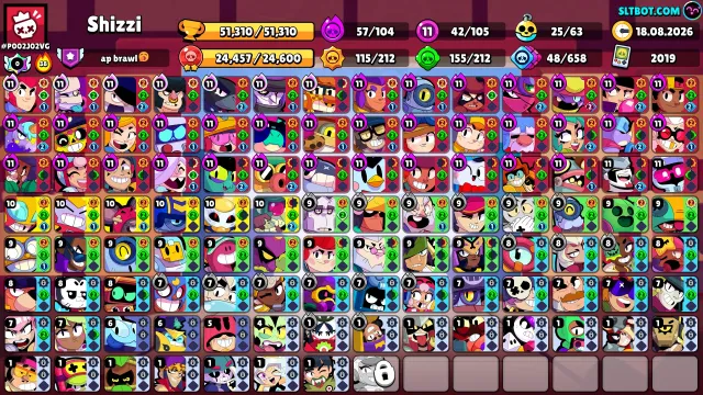 Old account from 2019, all brawlers, many skins, good progression, 51300 trophies, 105 brawlers, 22 primes