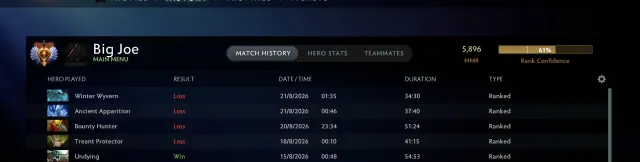 Immortal 5896 mmr - Mainpool - Fast Search, Sale, 5896 MMR, 10125 integrity, 5526 politeness, 1146 matches, 1000 hours