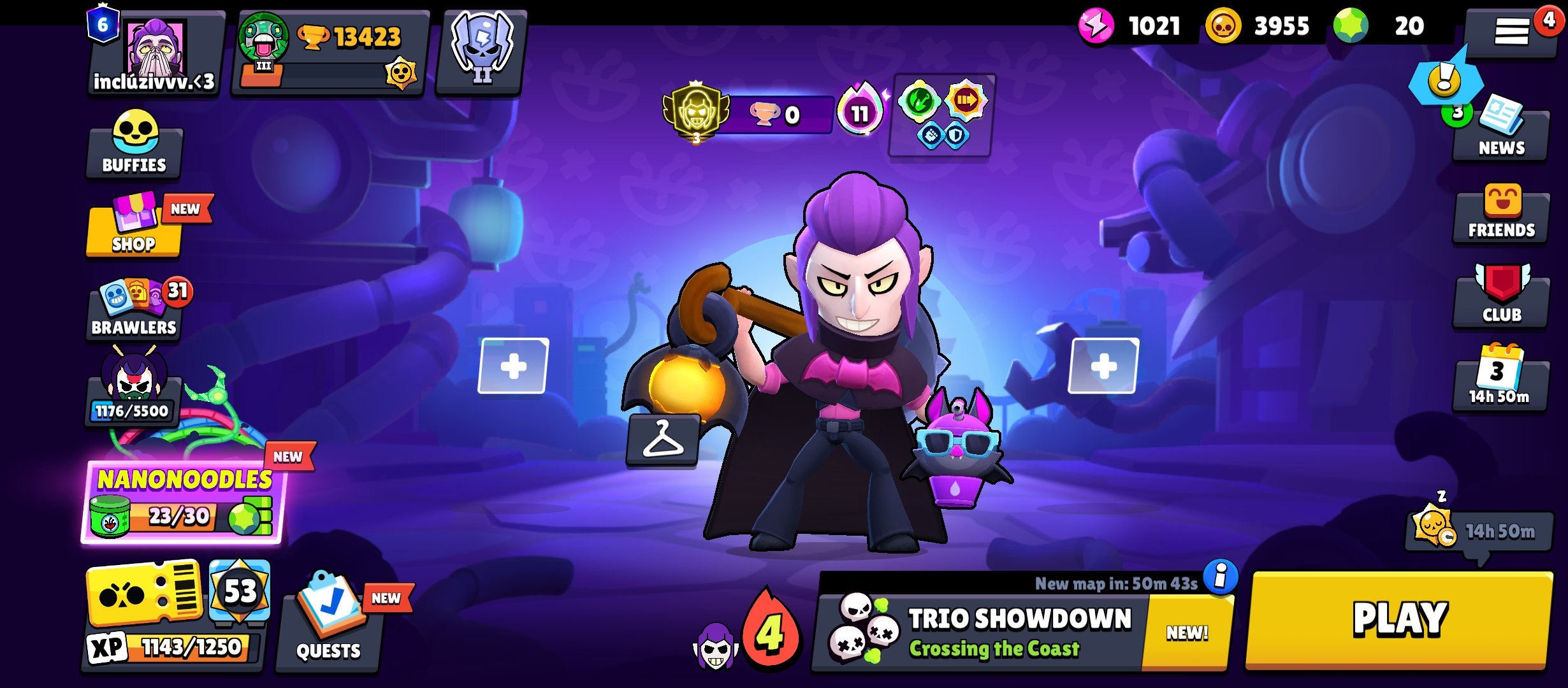 💜💜ACCOUNT WITH 3 PRIME ON MORTIS, 15 11 STRENGTH, LEGA IN RANKED!!💜💜, trophies 13400, brawlers 73, primes 6