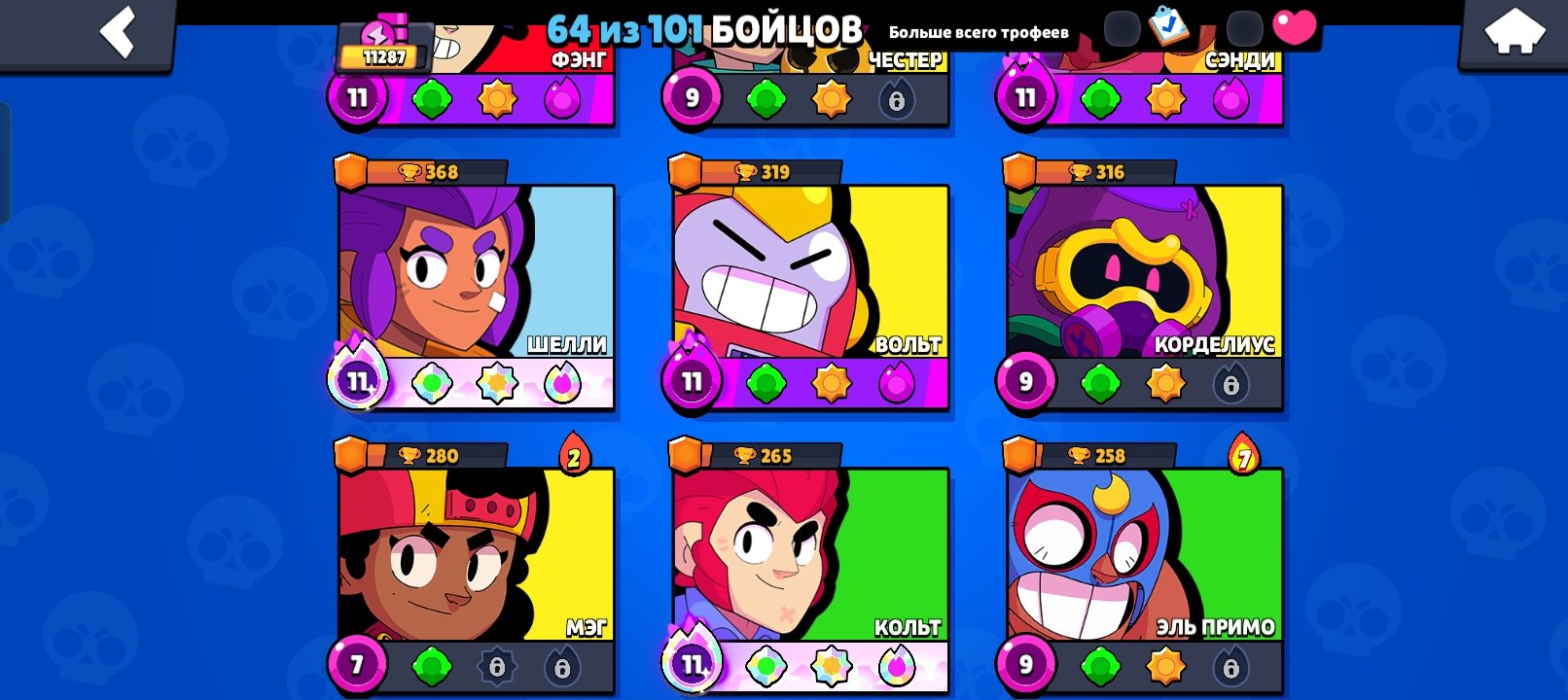 Продажа аккаунтов в Браво Старс, trophies 10000, brawlers 64, primes 2