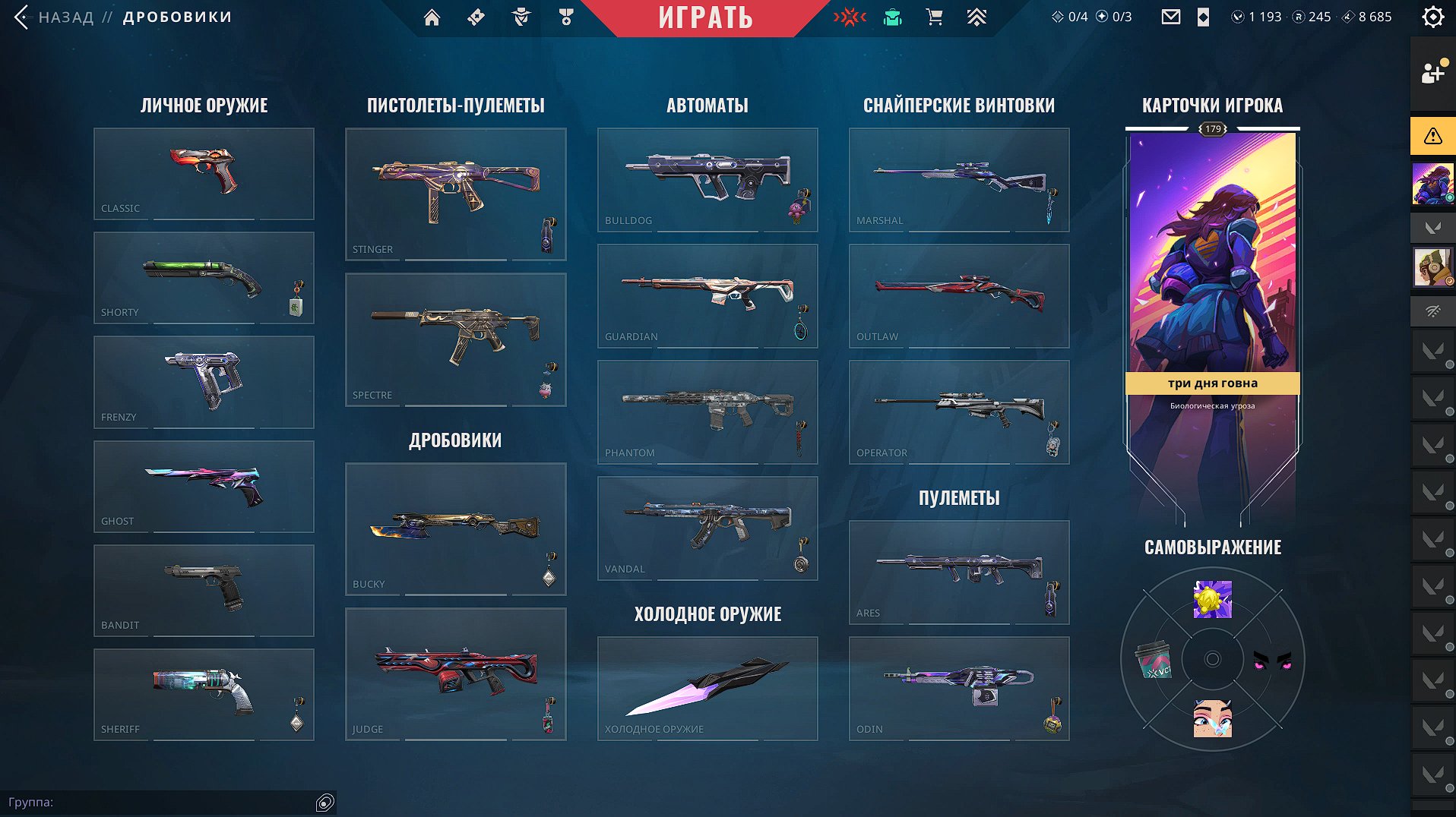 179 lvl, 9 skins in the description, Sale, Ranked unlocked, Agents: 29, Skins: 9
