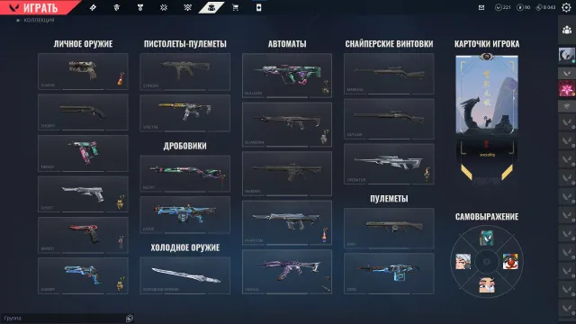 Selling main account collection with crowns 2.0 + Vandal black spikes + RGX butterfly, Sale, Gold 3, Agents: 20, Skins: 22