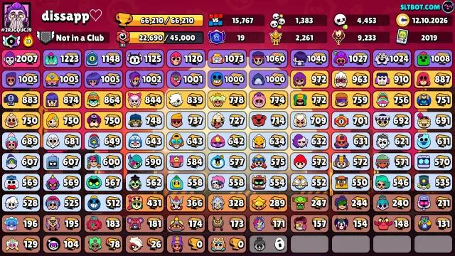 🏆66210🏆 X2 OLD MASTER ❤️19 PRIMES❤️ OLD BP 👤105/107👤 2019 🍀 307 SKINS🍀 instant delivery⚡, 66210 trophies, 105 brawlers, 19 primes