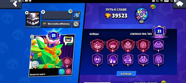 🔥top account for pushing 🔥, 39504 trophies, 104 brawlers, 31 primes