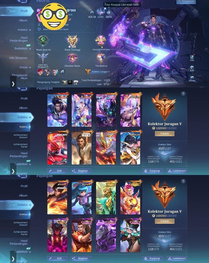 🔥LEG LEILA ALUK🔥🥶STAR WARS ALUCARD🥶🔴11;11 HAYABA - DUCATI PLAYER🔴⭐️ALLSTAR MOSCOW⭐️, Sale, Rank: Epic, Level: 77, Winrate: 50%, Heroes: 133, Skins: 453