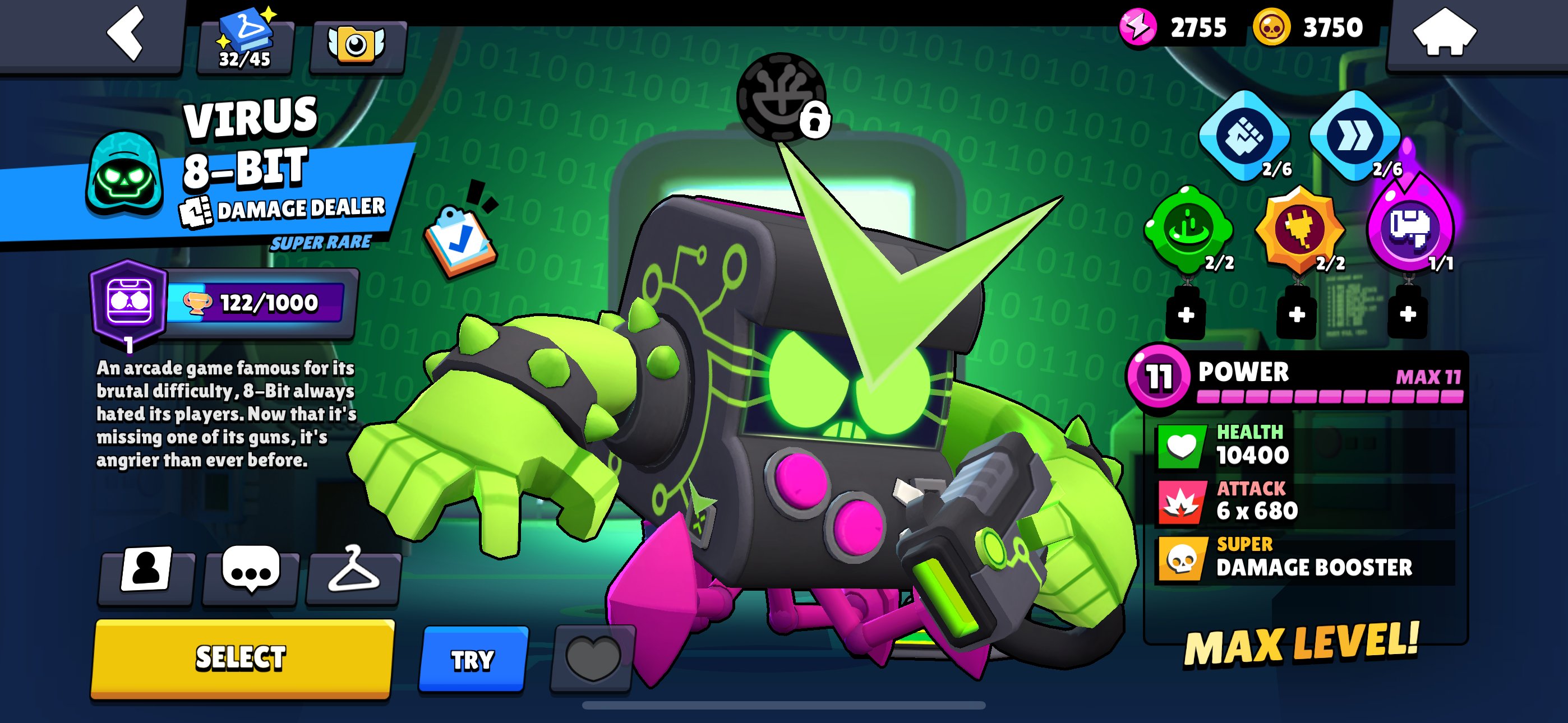 👽 92k | 104 Brawlers | Virus 8-Bit | Witch Shelly | OG Piper | Rarest ID in the game | Master |, trophies 90000, brawlers 104, primes 70