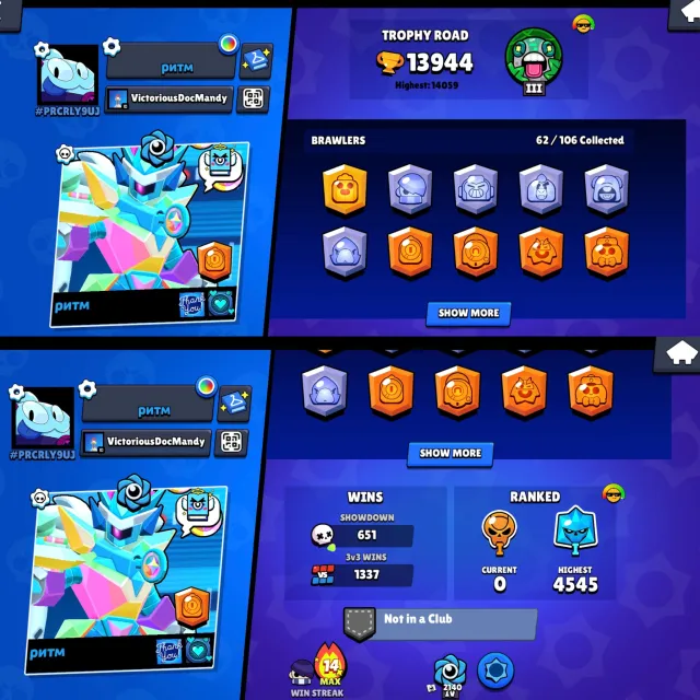SELLING ACCOUNT IN BRAWL STARS 🤑209 GEMS & 66000 COINS🤑, 13944 trophies, 62 brawlers