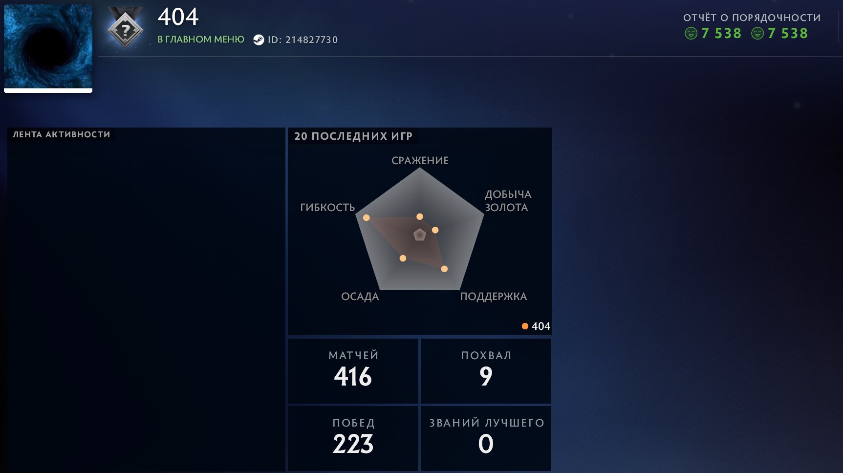 ❄️🌈 Last match 2016 year | + Email ❄️🌈, Sale, 2704 MMR, 7538 Behavior score, 7538 вежливости, 416 games