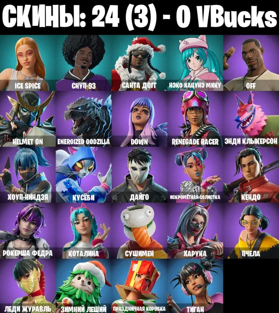 💀AUTOMATIQUE💀24 skins 💀 Ice Spice 💀 Snoop-93 💀 Santa Dogg 💀 Neko Hatsune Miku 💀, Vente, skins 24