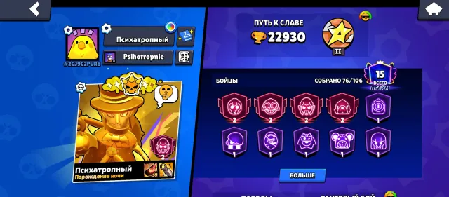 There are many skins good account, 22930 trophies, 76 brawlers, 15 primes