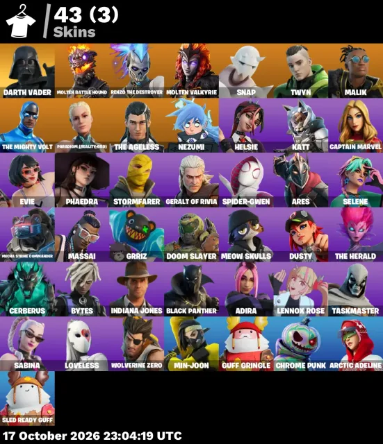💛💛FORTNITE ACCOUNT💜💜43 SKINS💜💜FULL ACCESS + GUARANTEE💛💛, Sale, skins 43