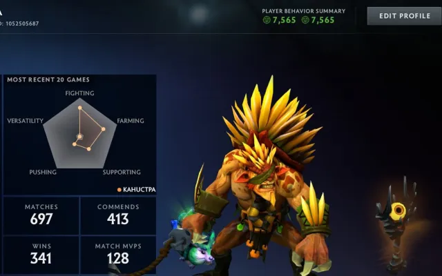 3305 MMR | 35 Trophy | Main pool, Sale, 3305 MMR, 7565 integrity, 7565 politeness, 697 matches, 587 hours