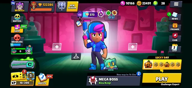 Brawl Stars account, 122286 trophies, 105 brawlers, 112 primes