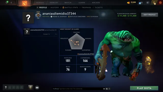 ✅【 СТРАЖ | 1198 ММР 】✅ ®️ ДИКОВИНКИ 76 lvl ®️ 🎯 РЕЙТИНГ ОТКРЫТ 🏆 100/100 ч ⏱️DOTA PLUS до 24.11.26, Продажа, 1198 MMR, 11460 порядочности, 11460 вежливости, 193 матчей, 139 часов