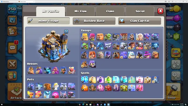 TH18 | LVL 250 | Near Max | K79 Q110 M58 W85 R47 D25 | near BB MAX | Rare Skins |, 18 TH Main Village, 10 TH Builder