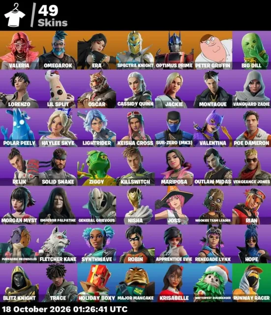 🚀 【FORTNITE】 ✨ Valeria, Omegarok, Era, Spectra Knight ✨ 49 skins | 1515 lvl | 50 V-Bucks, Sale, skins 49