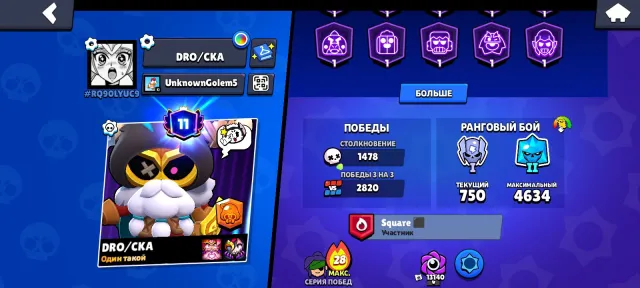 Very good Brawl Stars account, 34199 trophies, 91 brawlers, 11 primes