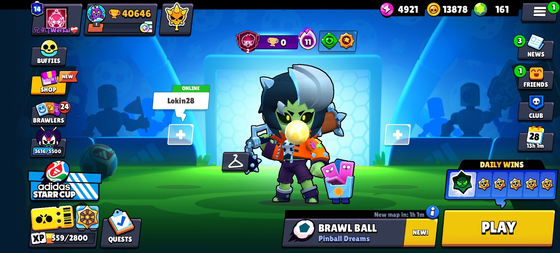 So we can get to meet you on WhatsApp and talk on WhatsApp now and, trophies 40646, brawlers 83, primes 14
