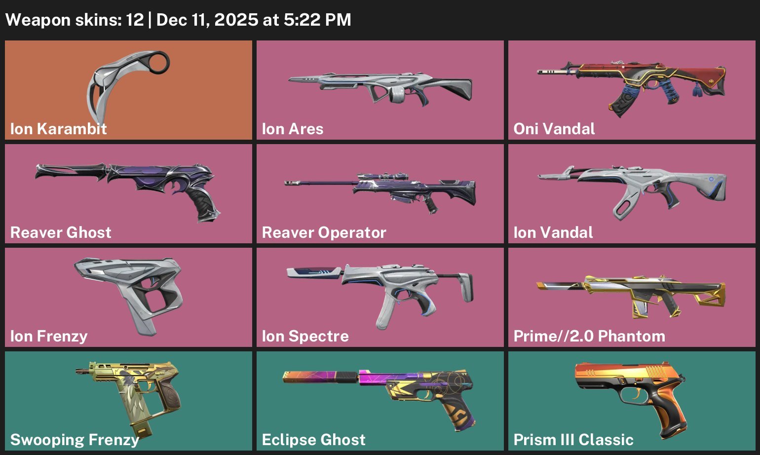 🚀[ EURU ] Sale✨ [ 🎭Karambit ION🎭 ] [🍭Vandal ION🍭 ] [Phantom Prime🎩 ], Sale, Platinum 1, Agents: 26, Skins: 15