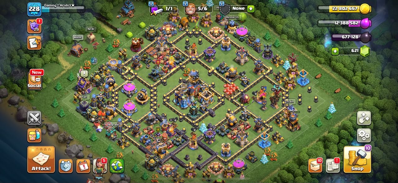 ▣ TH 18 Max Defense & Walls ▣ 6x Epic Max Level 27 ▣ 62-81-62-87-55 ▣ All Troops Near Max ▣ BH 10, 18 TH Main Village, 10 TH Builder