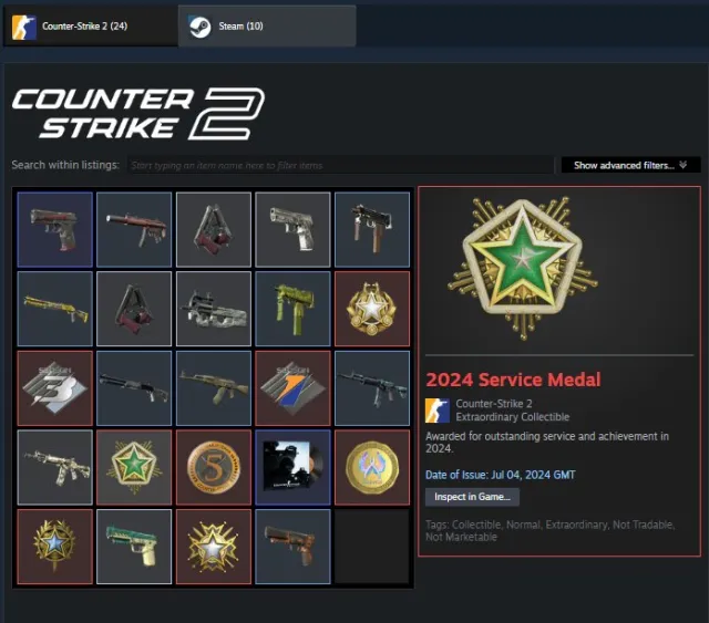 💮💮 8 MEDALS 💮 4 SERVICE MEDALS + 1 GREEN 💮 MUSIC KIT CS:GO 💮 1715 HOURS + 7 YEARS OF SERVICE 💮💮, Sale, With inventory, Has PRIME