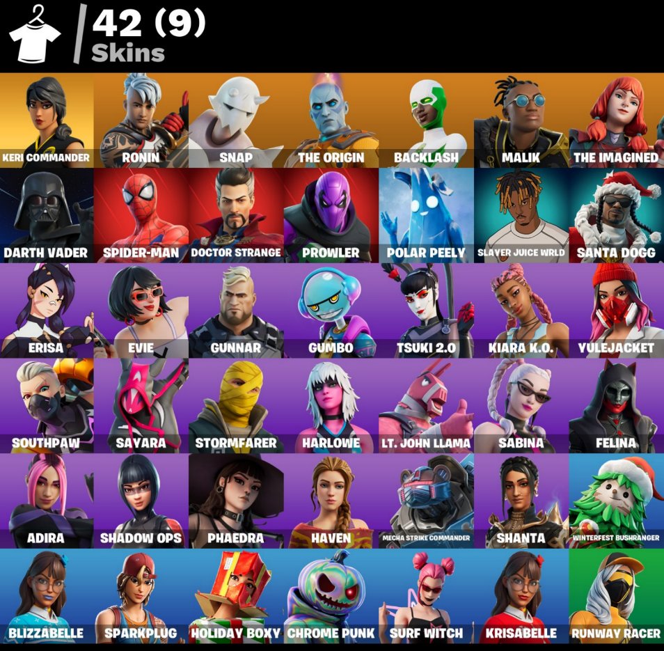 🔥💕[PC] 42 skins | Keri Commander | Ronin | Snap | The Origin | Backlash✅FULL ACCESS + WARRANTY✅💕, Sale, skins 42