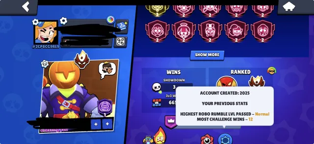 🔥😍 Unique account for main / twink ⚡️🔥 only trio victories 🔥🤍, 55604 trophies, 106 brawlers, 49 primes