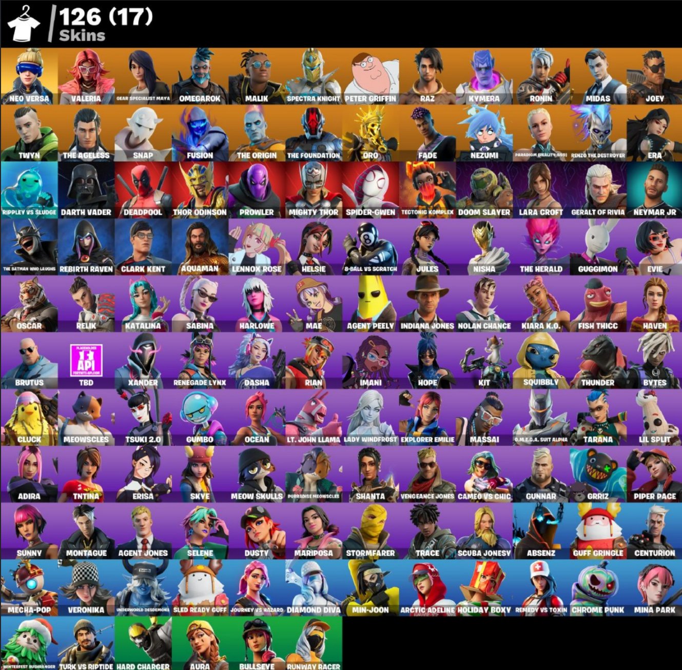 [PC] ⭐ 126 SKINS ⭐ MAIL CHANGE ⭐ 550 VB | Neo Versa | Renzo the Destroyer | Raz | Ronin ⭐, Sale, skins 126