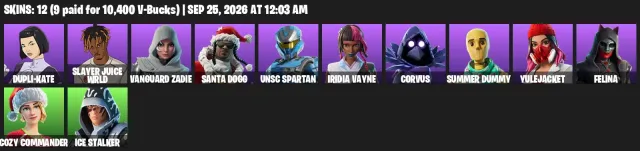 💤12 SKINS💎JUICE WRLD🧊SPARTAN FROM UNSC🧿CORVUS❄️FELINA🌎ACCÈS COMPLET + REMISE AUTOMATIQUE💎, Vente, skins 12