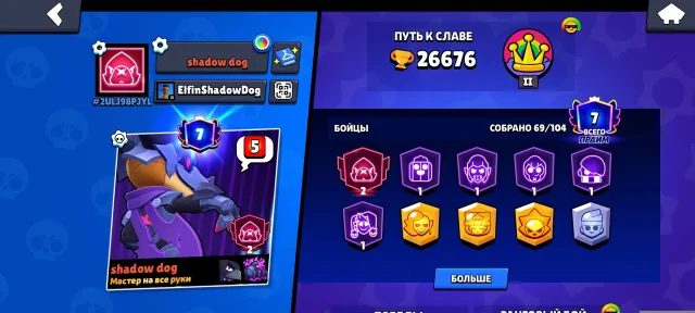 Account brawl stars, trophies 26676, brawlers 69, primes 7