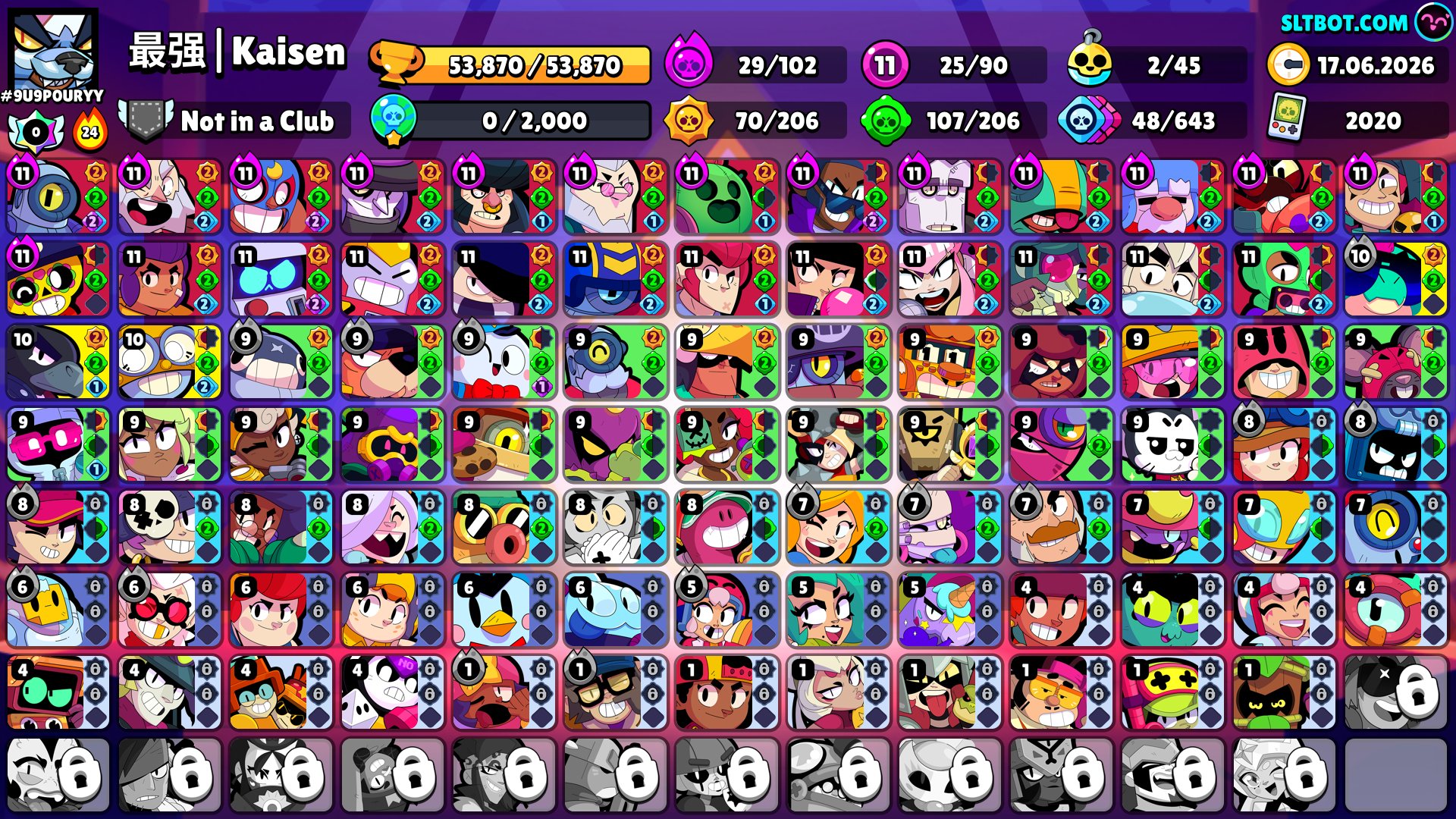 SELLING BS ACCOUNT (SINCE 2020) 🏆53870🏆👾90/101👾⭐️35 PRIMES⭐️⚜️180 SKINS⚜️, trophies 53870, brawlers 90, primes 35